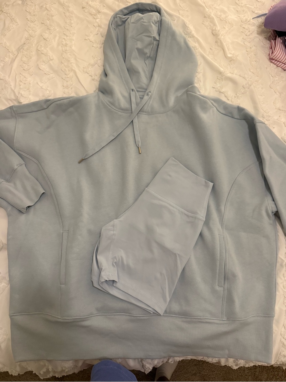 Light Blue Oversized Hoodie with Matching biker shorts
